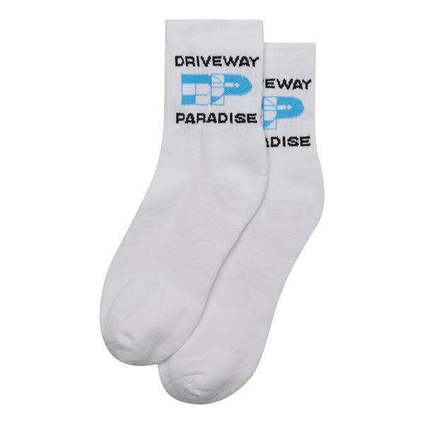 DRIVEWAY PARADISE - DP QUARTER SOCKS - WHITE -