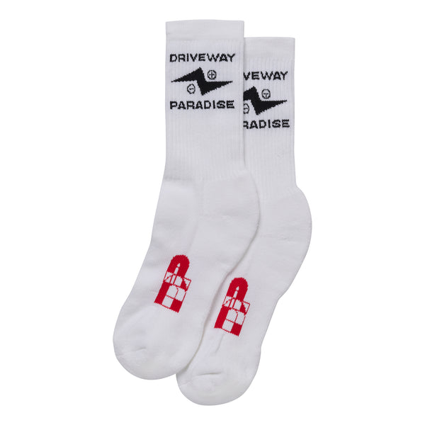 DRIVEWAY PARADISE - TURBO CREW SOCKS - WHITE -